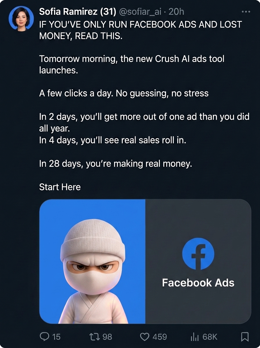 trycrush.ai Facebook ad
