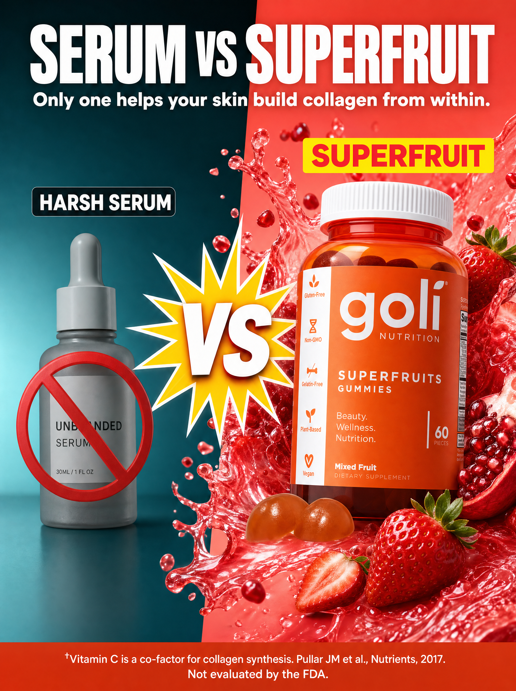 Goli Facebook ad: Skip the Needle. Chew Your Collagen Instead.