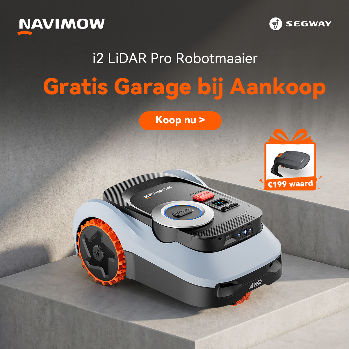 Segway Navimow Facebook ad: Navimow i2 LiDAR Pro, gratis garage