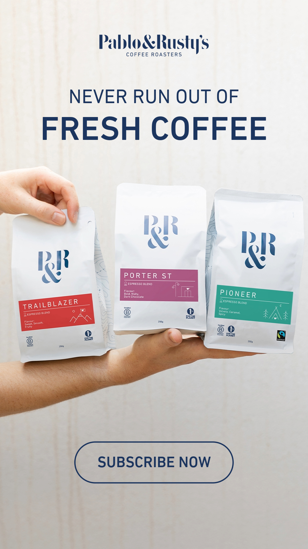 Pablo & Rusty's Coffee Roasters Facebook ad from Nov 3, 2025