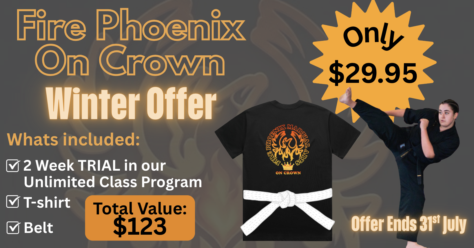 Fire Phoenix Martial Arts On Crown Facebook ad: Adult Martial Art Classes