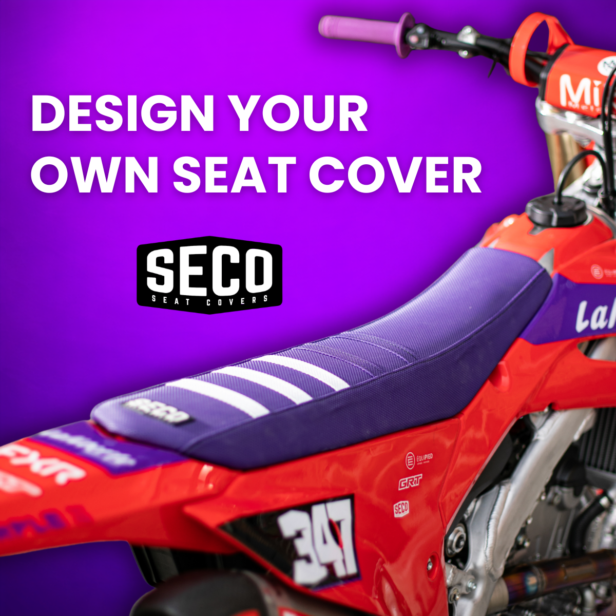 Seco seat cover Facebook ad: Custom MX Seat Covers