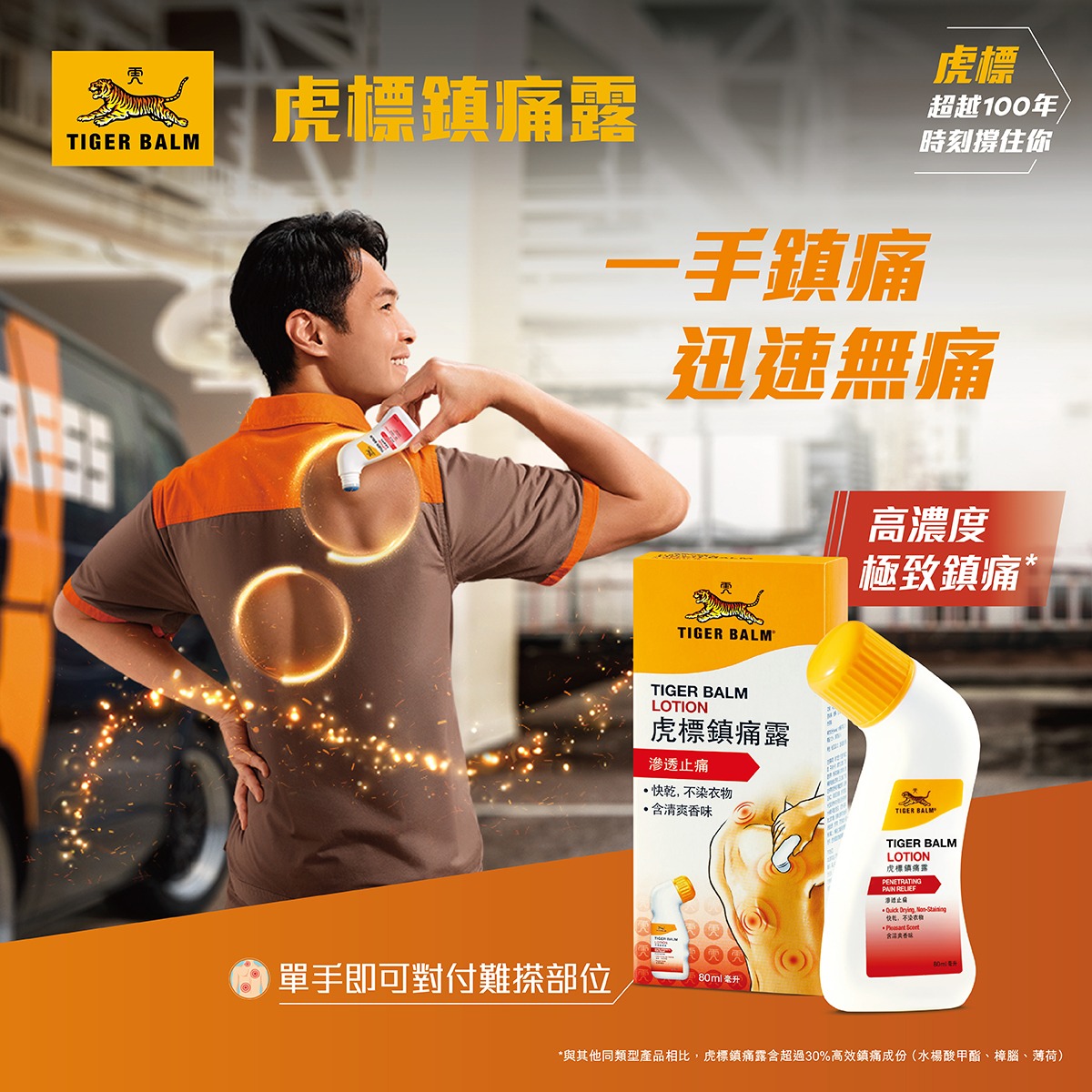 Tiger Balm HK 虎標 Facebook ad: 虎標鎮痛專家,超過100年歷史,全球100個國家,享譽全球。