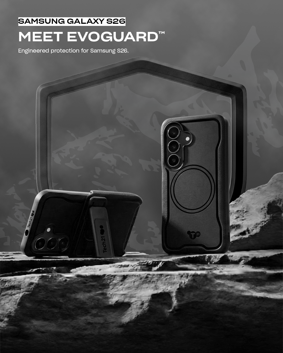 Tech21 Facebook ad: Meet EvoGuardfor Samsung Galaxy S26.
