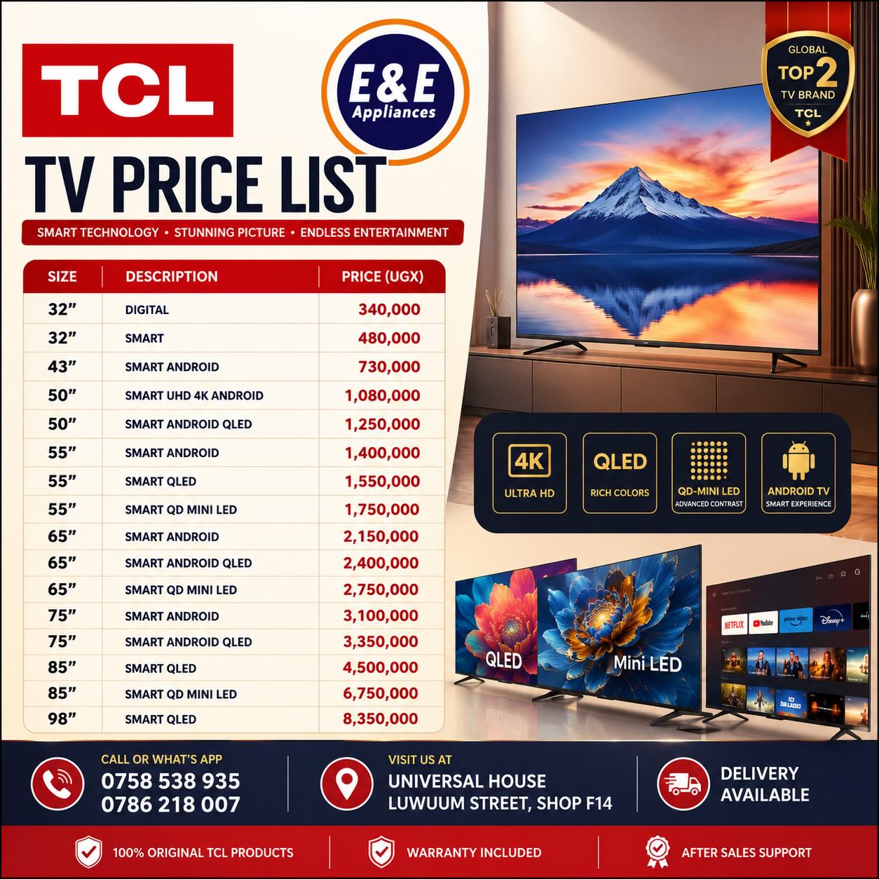 E&E Appliances Facebook ad: For the best deals we have your back.