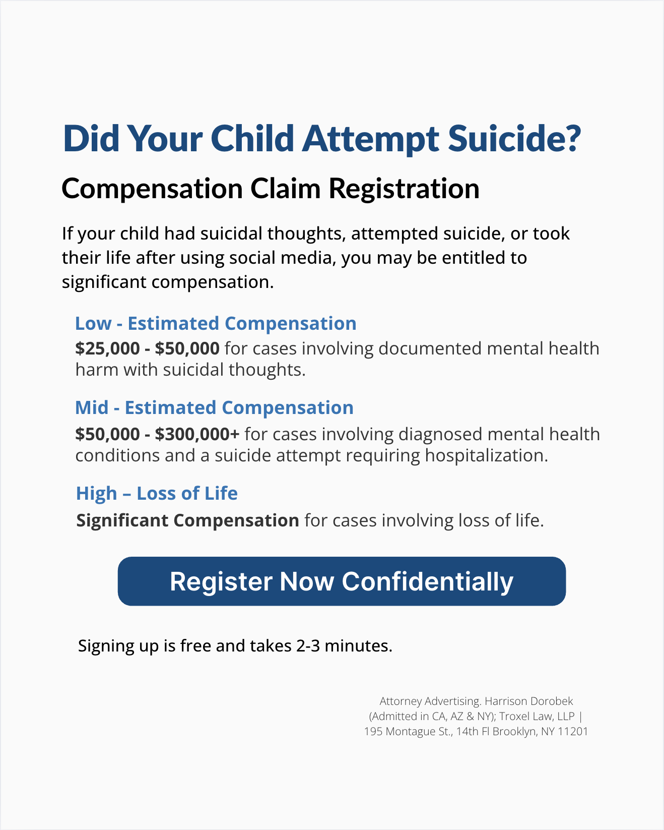 Parents Compensation Claims Facebook ad