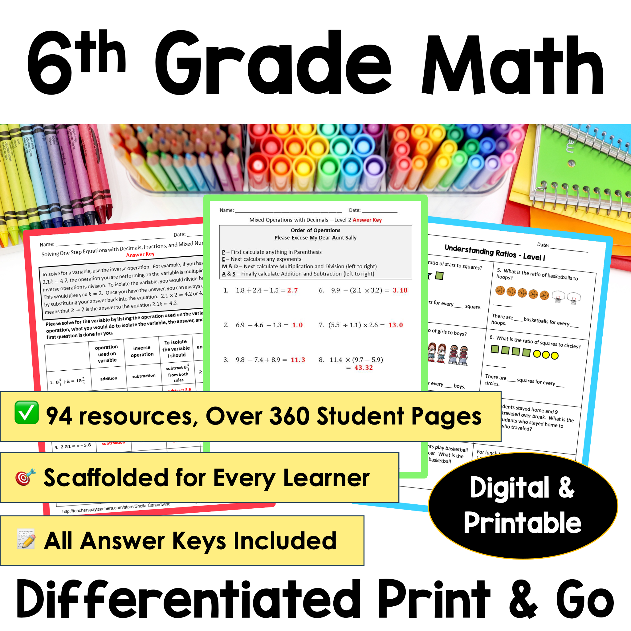 Sheila Cantonwine's 3 Level Math Facebook ad: Are you already dreading planning 6th grade math…