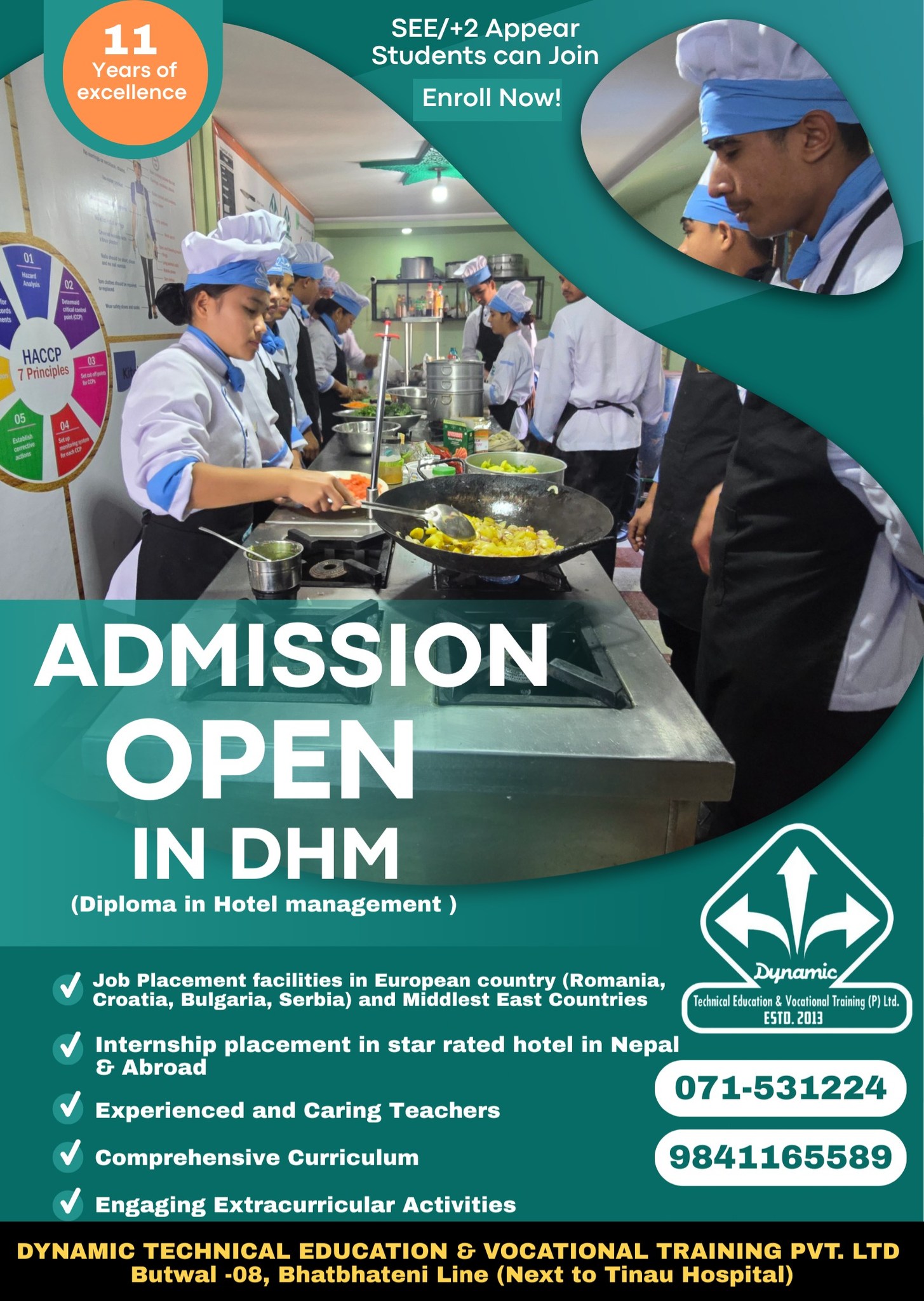 Dynamic Technical Education & Vocational Training P Ltd. Facebook ad: 𝐀𝐝𝐦𝐢𝐬𝐬𝐢𝐨𝐧 𝐎𝐩𝐞𝐧: Diploma in Hotel Management…