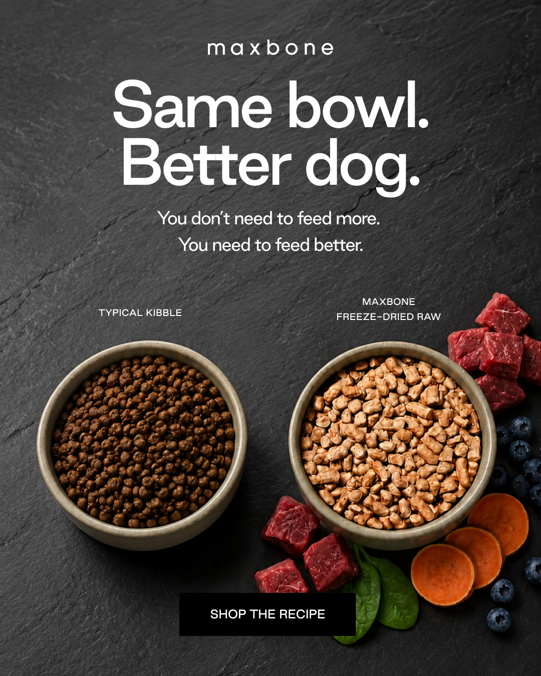 Maxbone Facebook ad: Real food, real results.