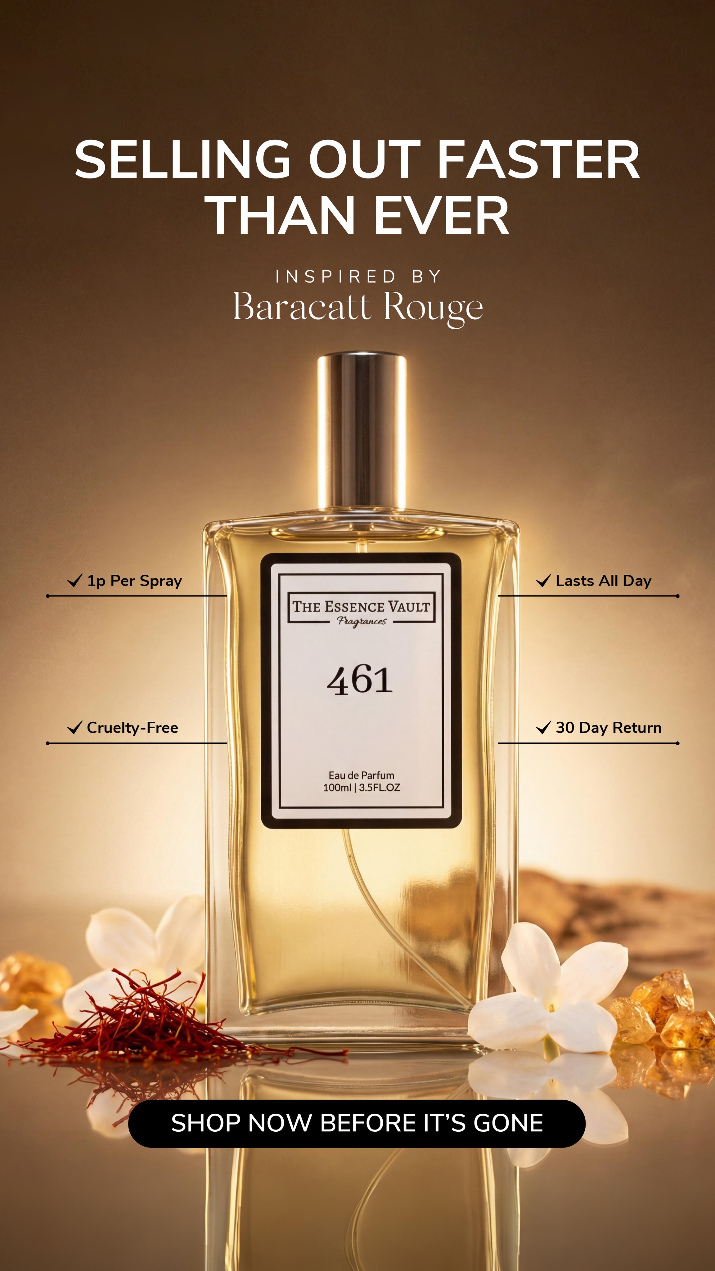 The Essence Vault Facebook ad from Mar 3, 2026