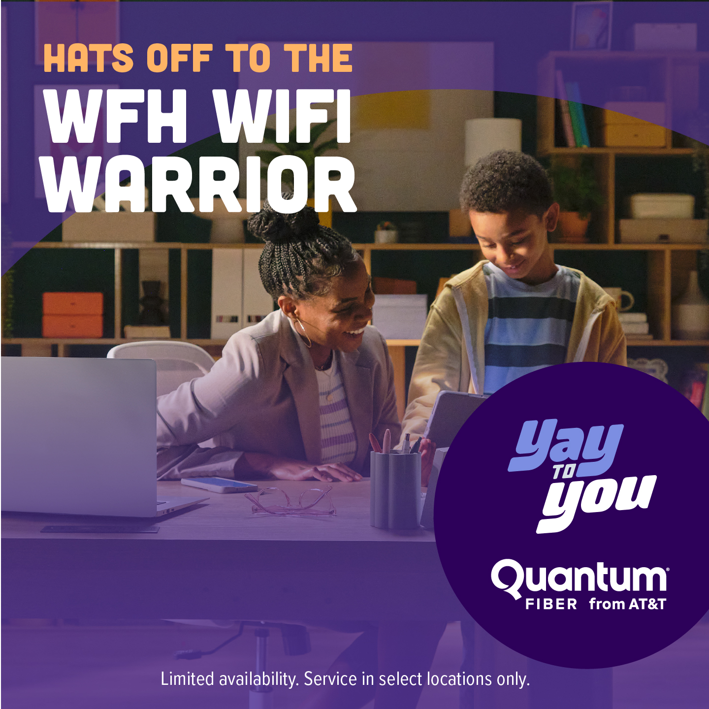 Quantum Fiber Facebook ad: Get Quantum Fiber Internet.