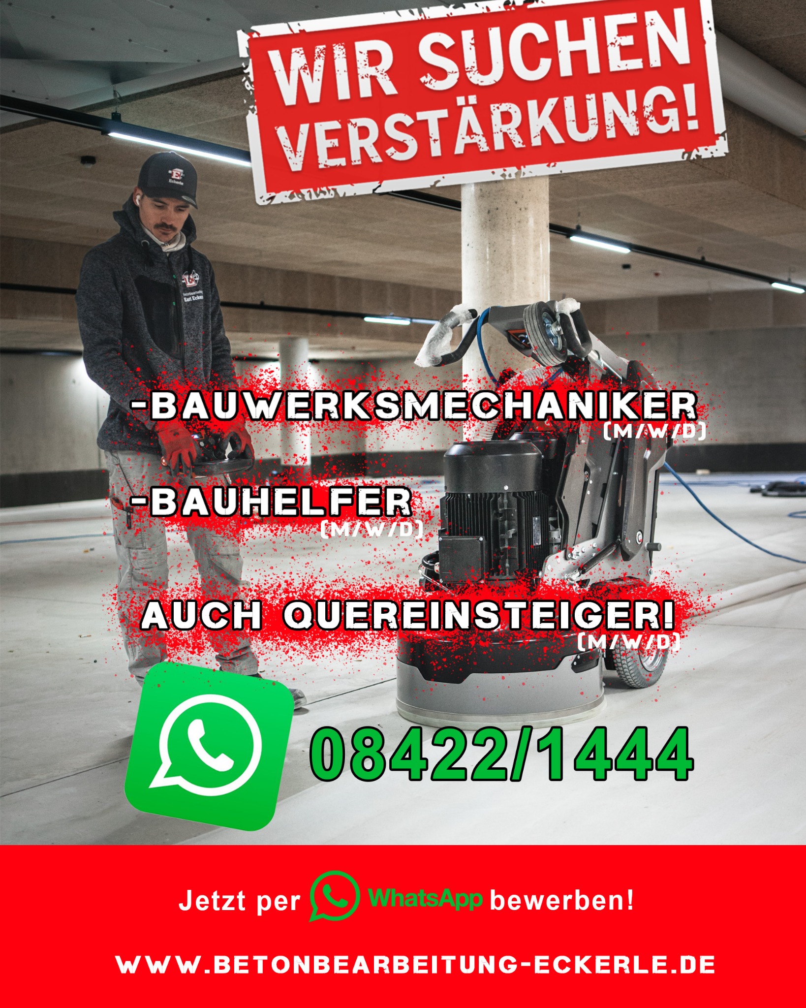 Betonbearbeitung Karl Eckerle Facebook ad: Lust auf was Neues?!