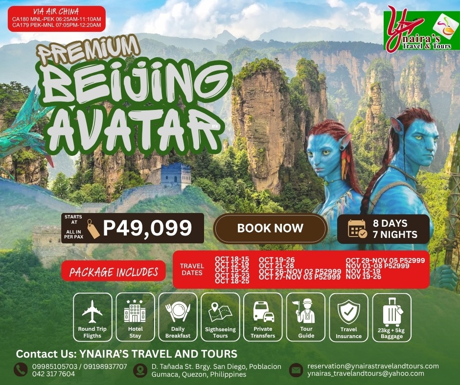 Ynaira's Travel and Tours Facebook ad: TRAVEL THE WORLD WITH YNAIRA’S TRAVEL & TOURS!