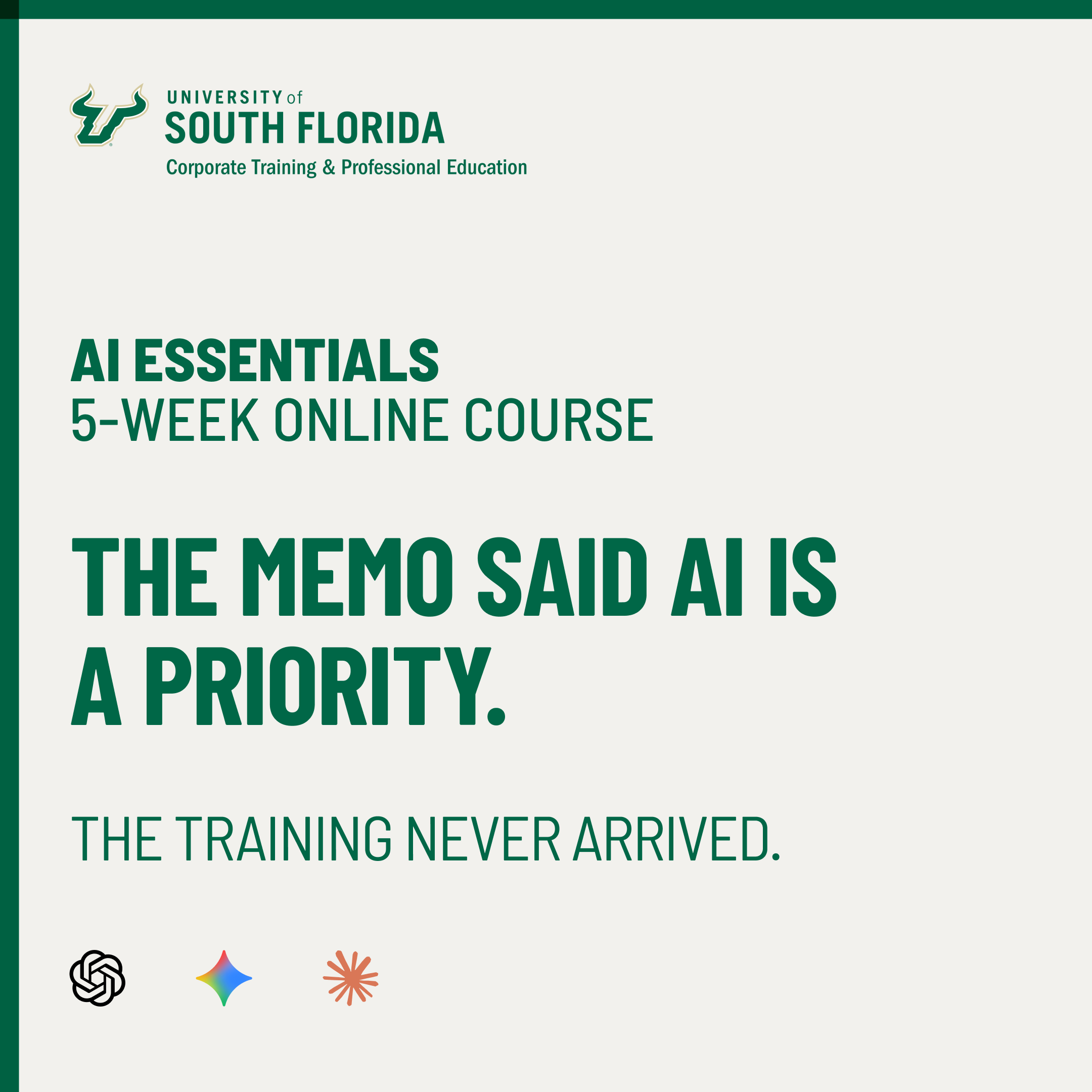 USF Corporate Training and Professional Education Online Certificates Facebook ad