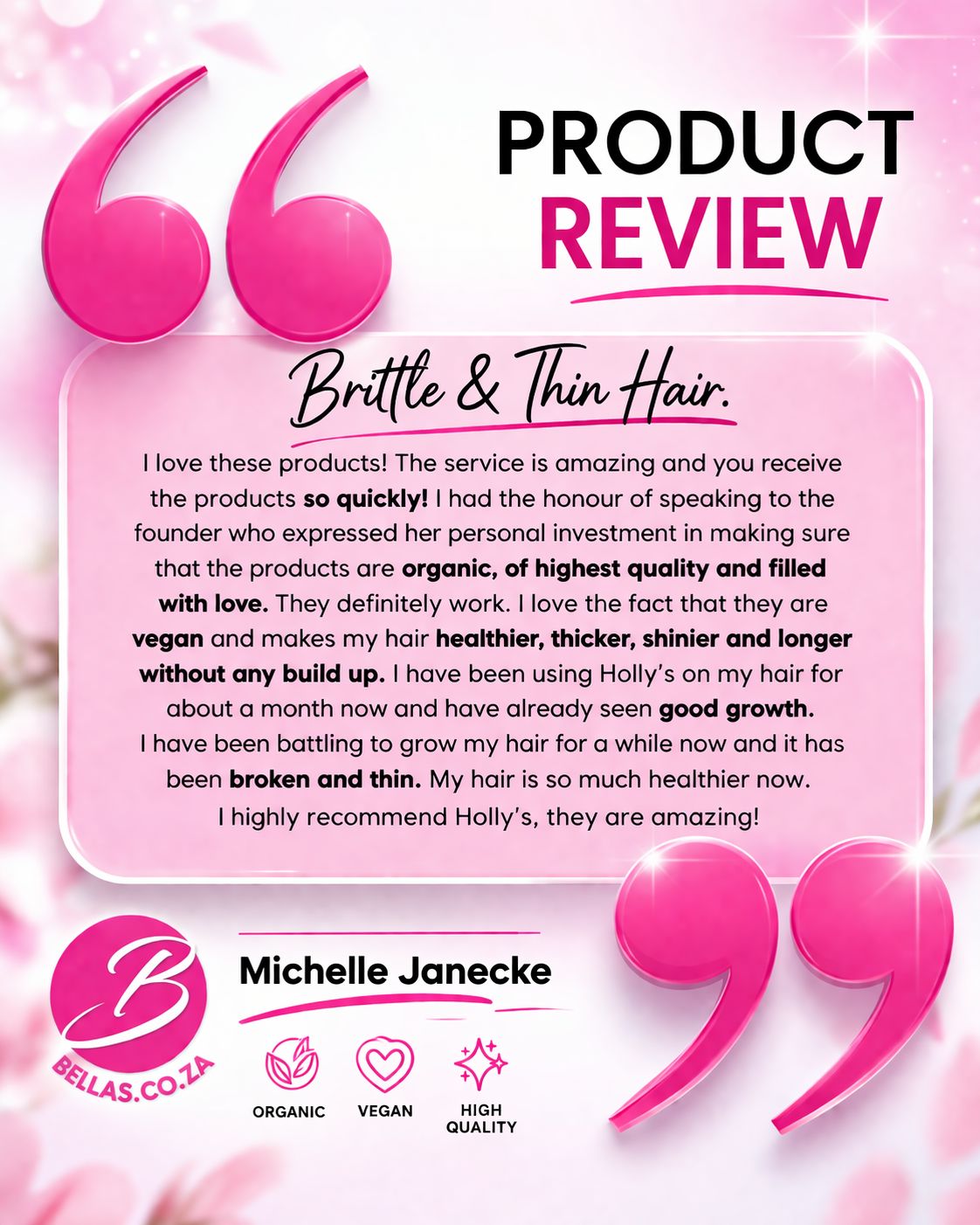 Bella's Beauty & Holly's Hair Growth Products South Africa Facebook ad: Money Back Guaranteed