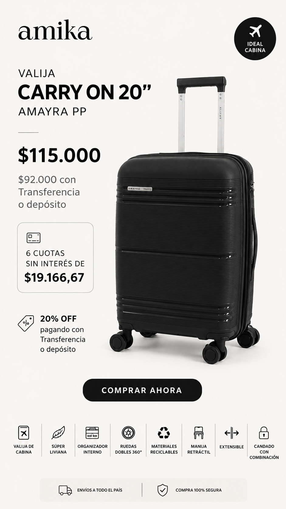 Mundo Amika Facebook ad: 6 cuotas sin interés