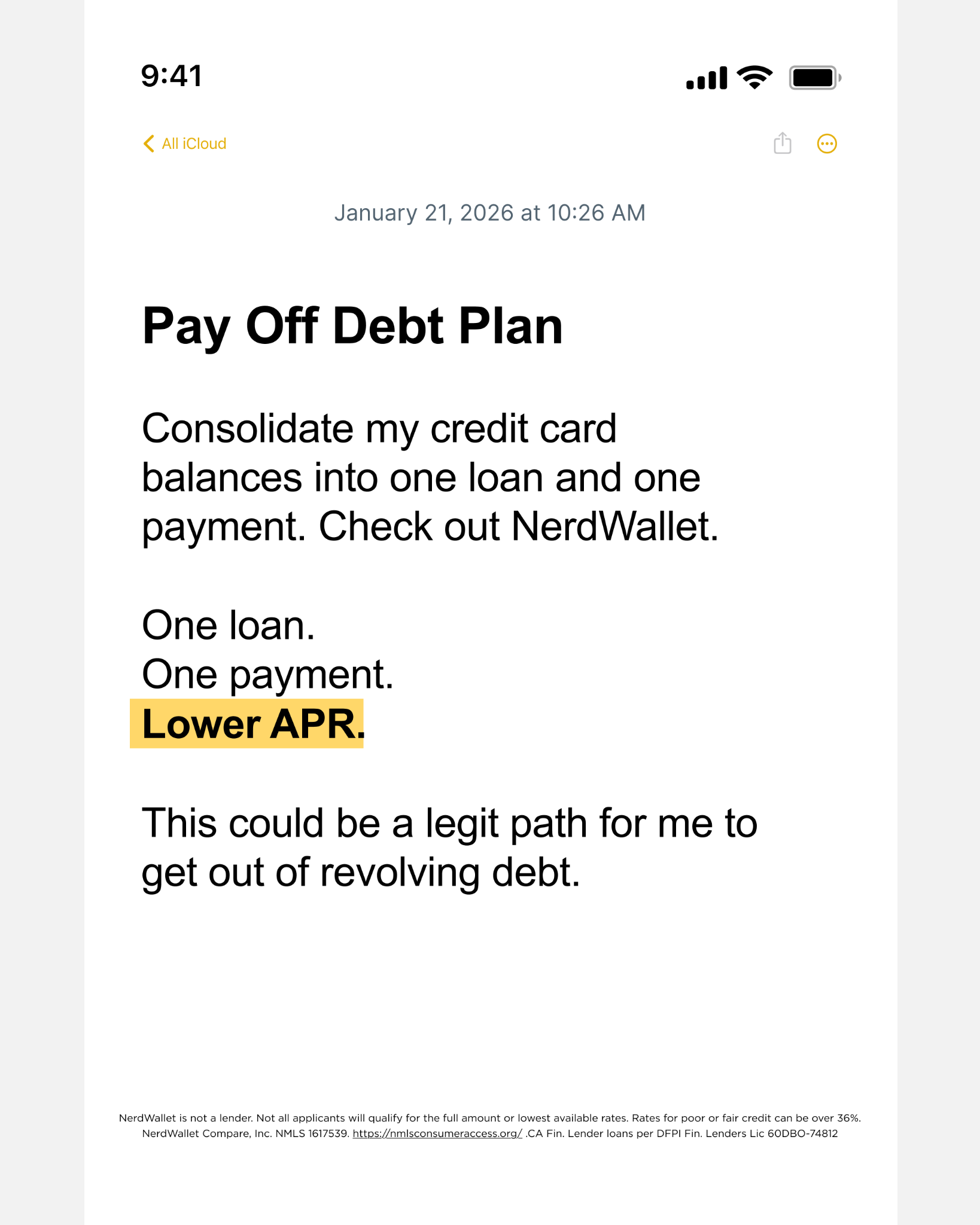 NerdWallet Facebook ad