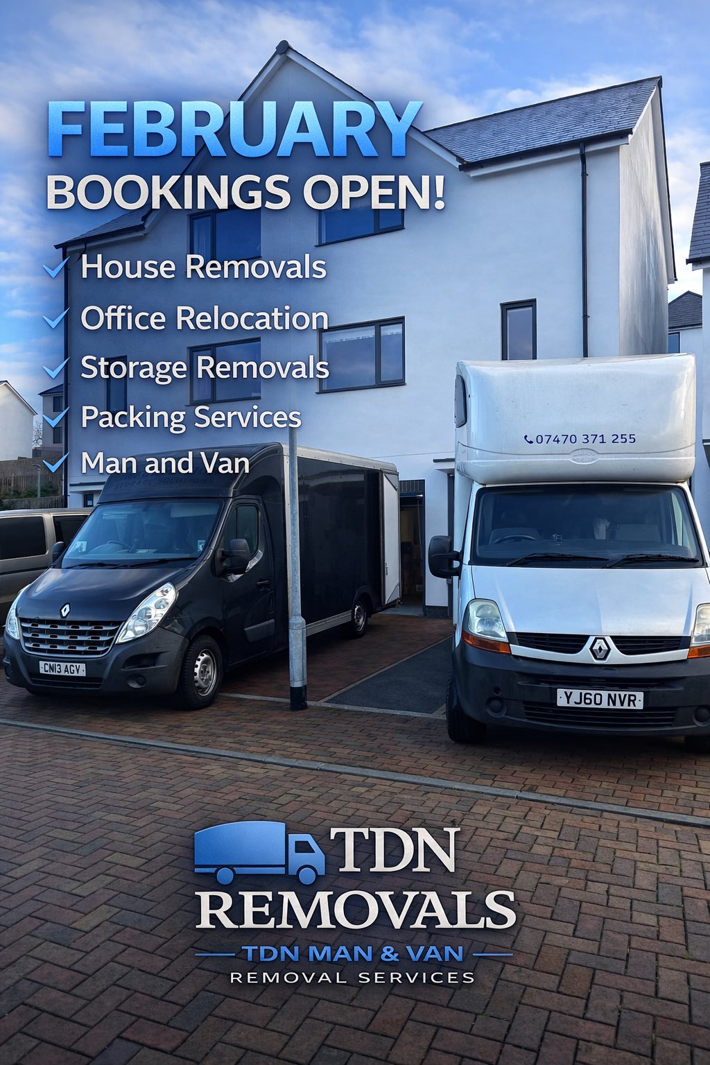 TDN Man&Van Removals Facebook ad: FEBRUARY & MARCH BOOKINGS NOW OPEN!