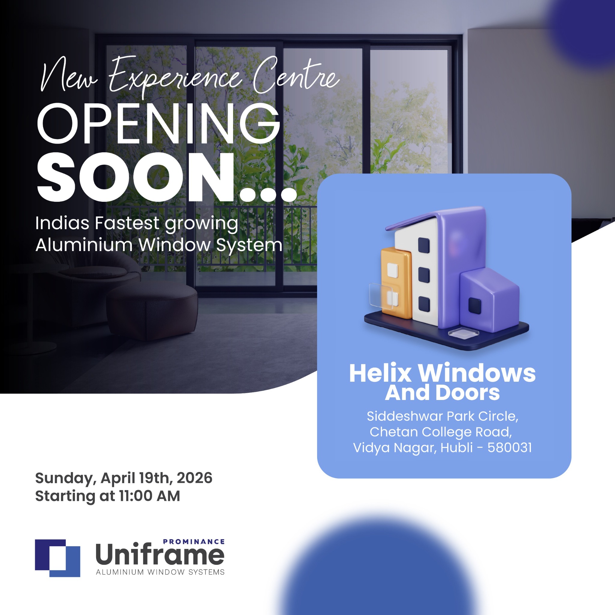 Uniframe Facebook ad: Prominance Uniframe Showroom Launch @ Hubli, Siddeshwar…