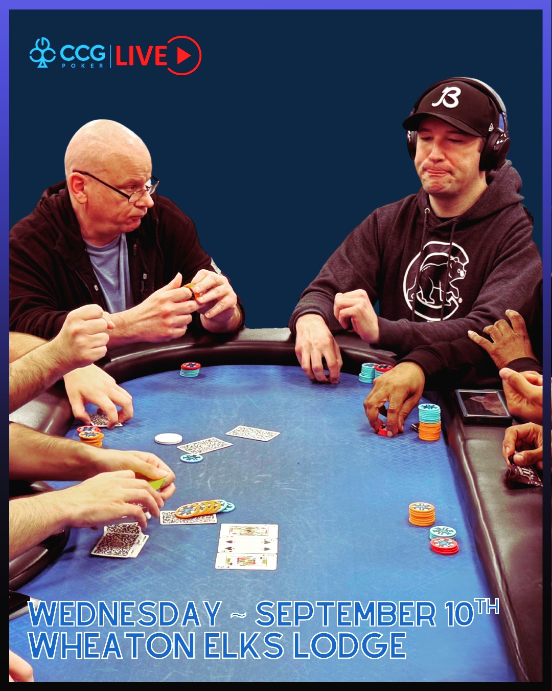 Chicago Charitable Games Facebook ad: CHARITY POKER NIGHT IN WHEATON