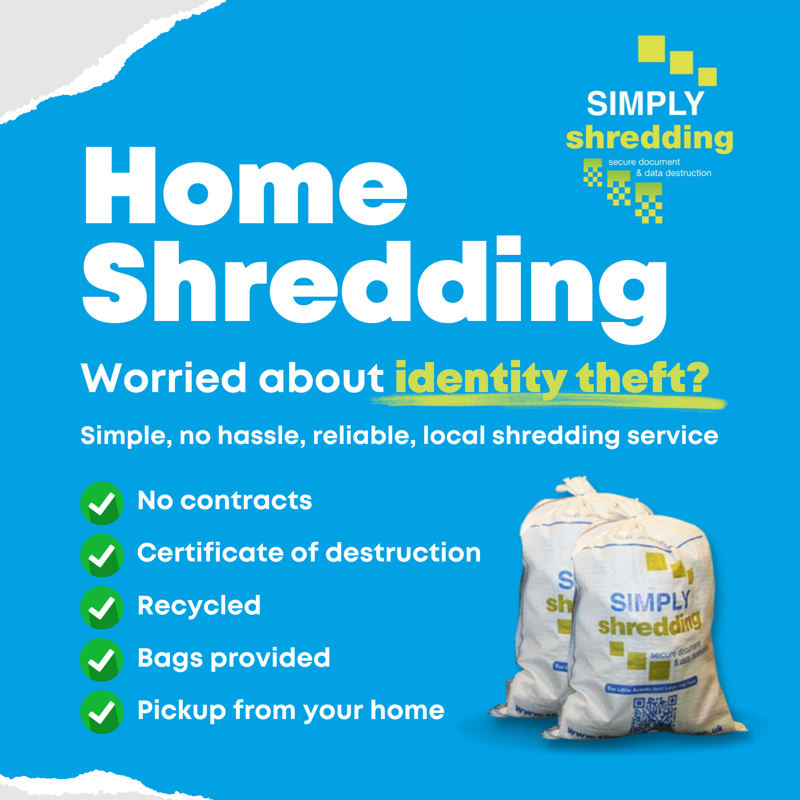 Simply Shredding -Archers Facebook ad: Domestic Shredding Service
