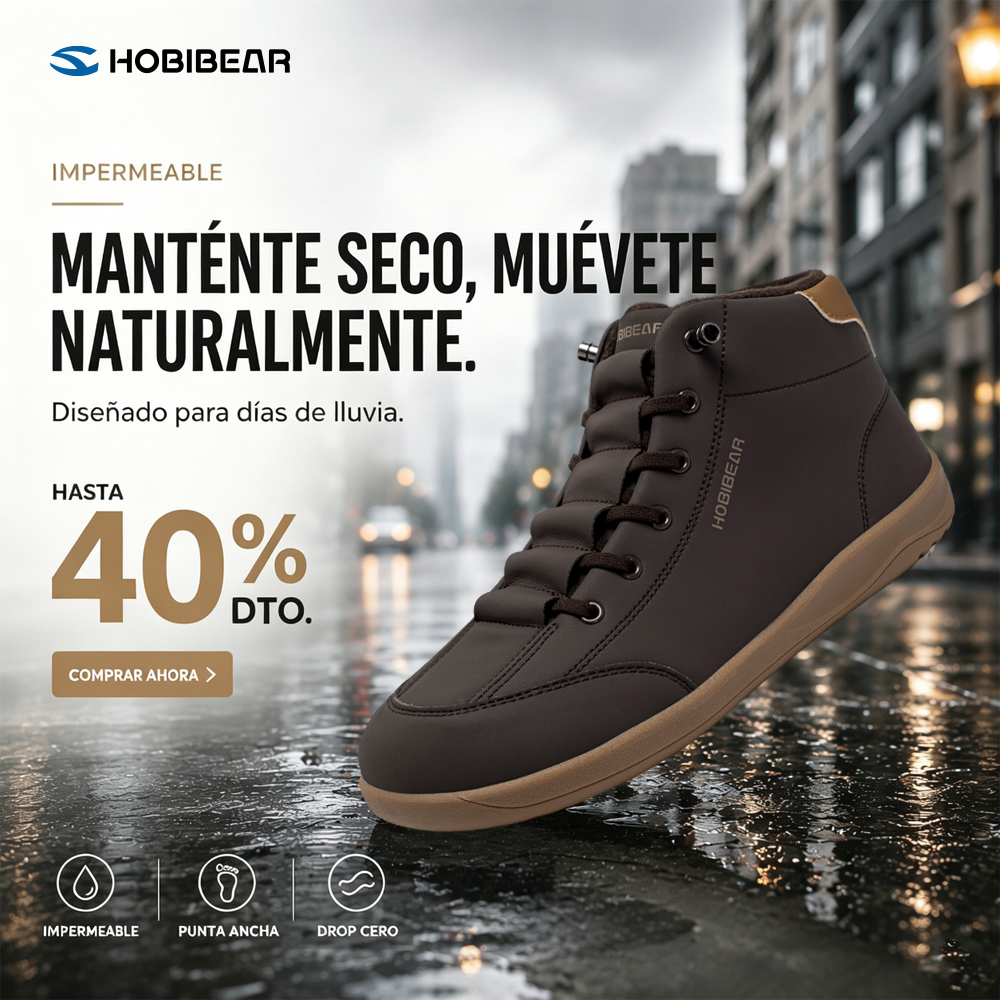 Hobibear.es Facebook ad: Zapatillas Barefoot Impermeables para el Día a Día