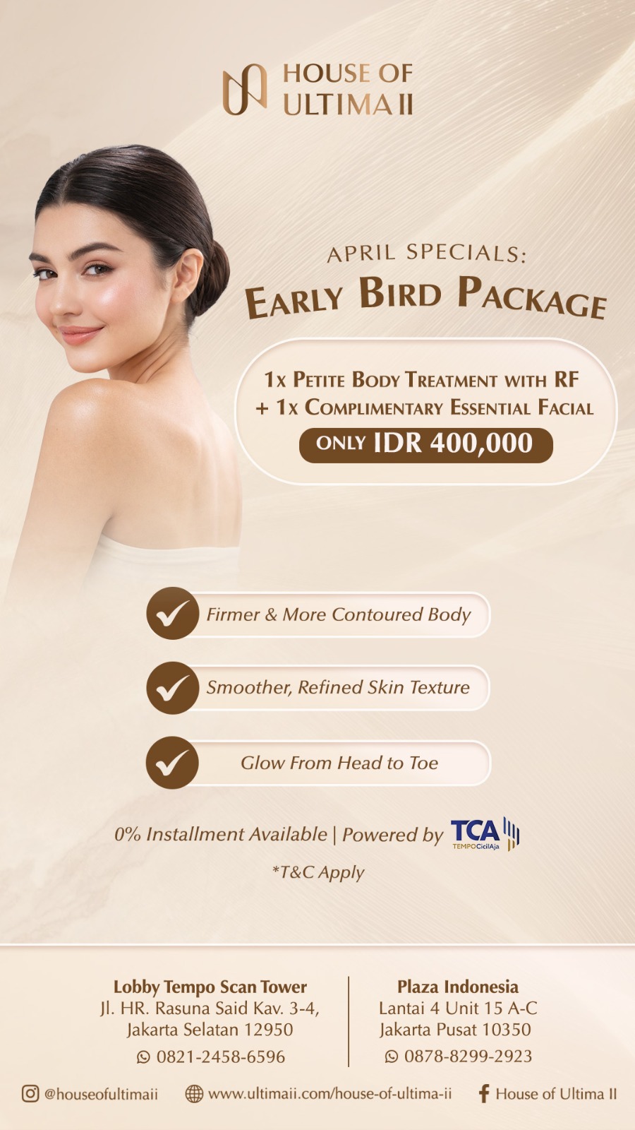 House of ULTIMA II Facebook ad: Early Bird April Special