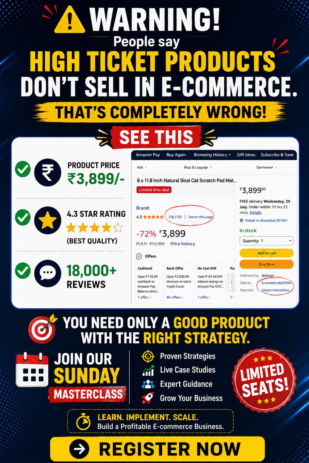 Ecommercebyiitian Facebook ad: Learn from 120Cr+ Ecom Owner