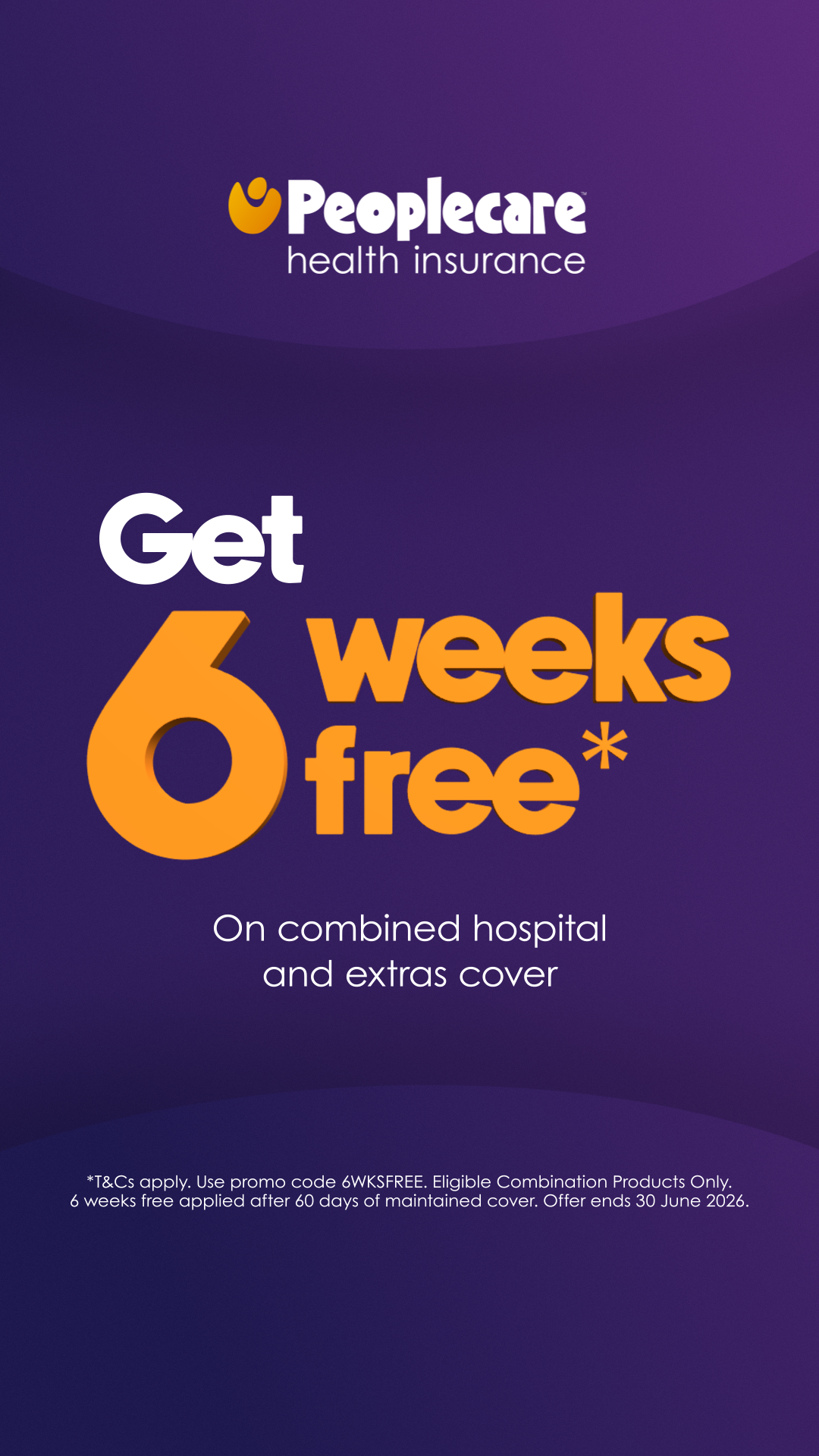 Peoplecare Health Insurance Facebook ad: Get 6 weeks free