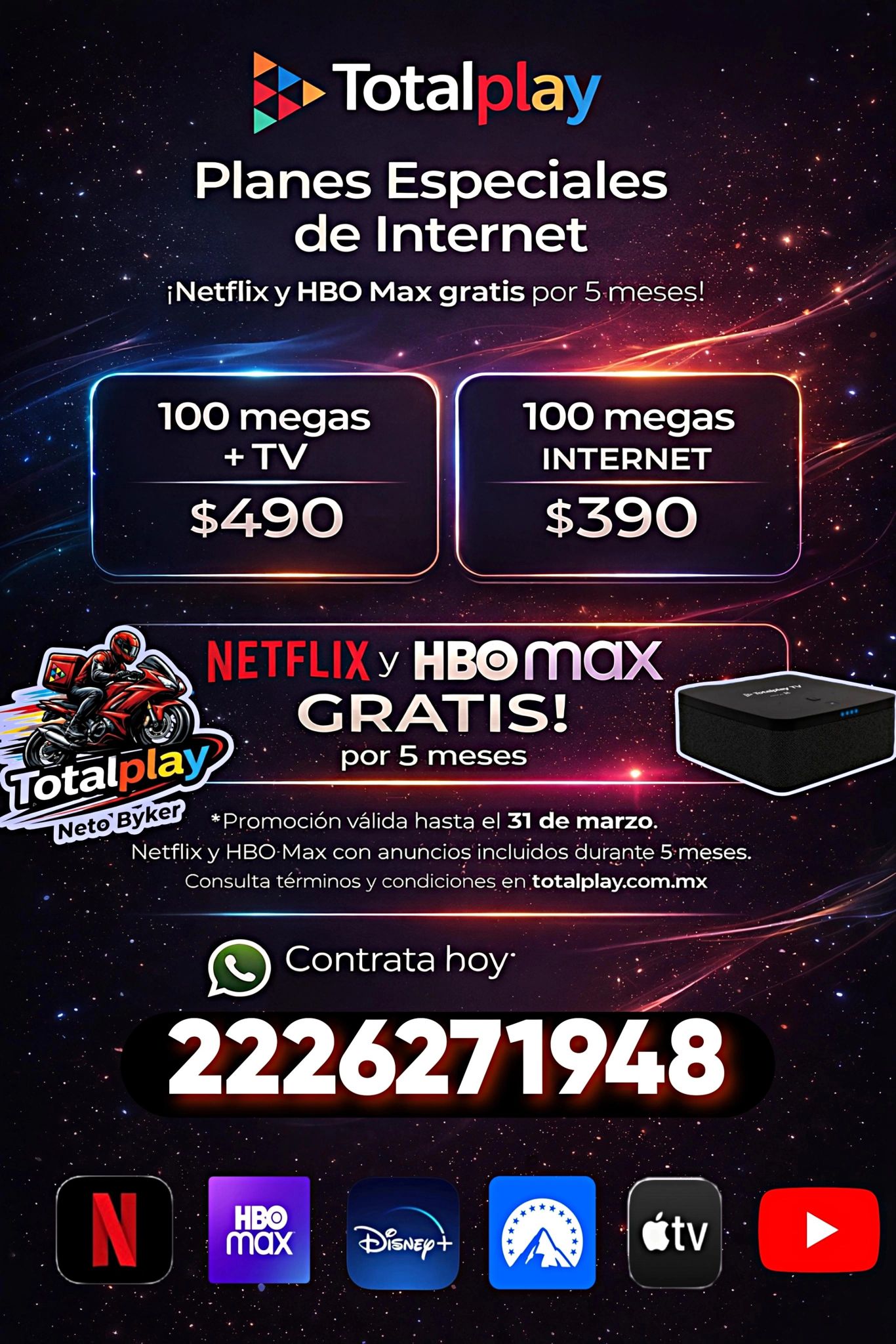 Totalmente Conectado PUE Facebook ad: ¡Disfruta este MARZO con Totalplay!