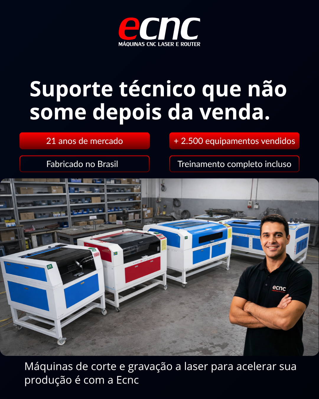 ECNC Máquinas de corte laser Facebook ad: Corte a laser industrial, direto da fábrica para sua linha…