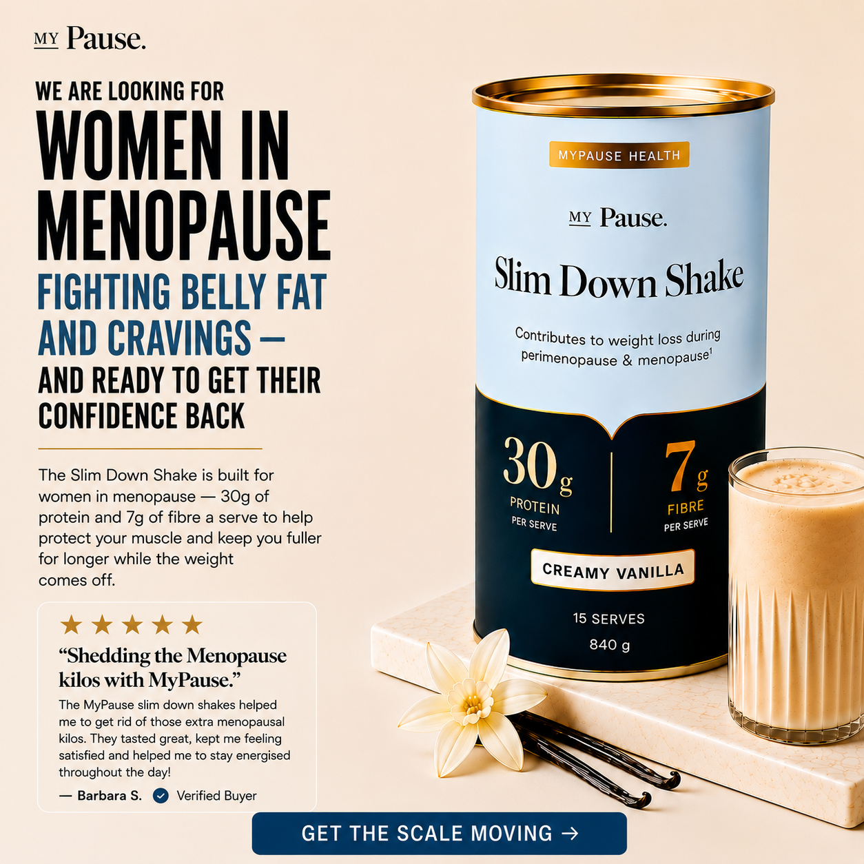 MyPause Health Facebook ad: The Shake Made For Women 40+