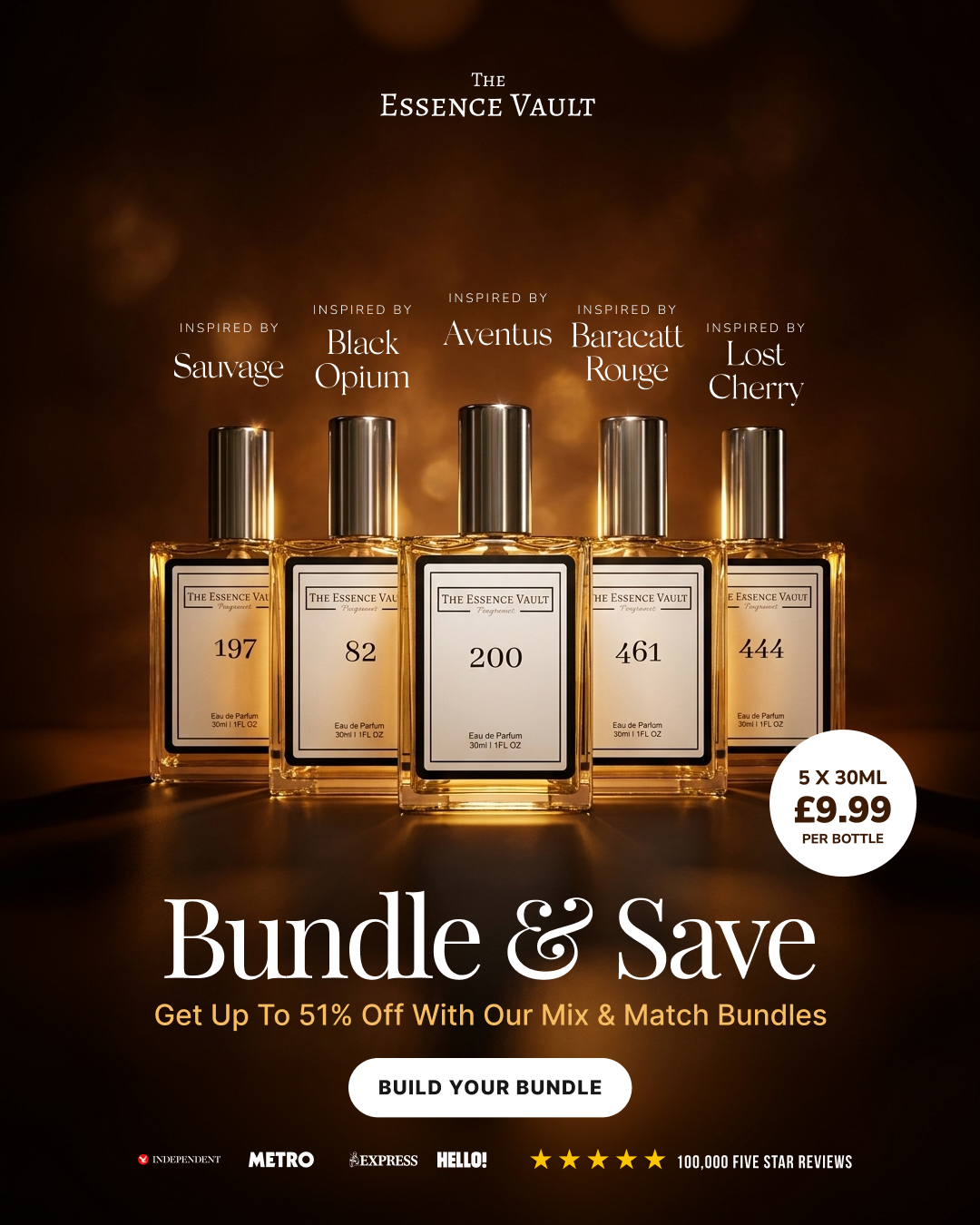 The Essence Vault Facebook ad: Designer Inspired Fragrances For Less