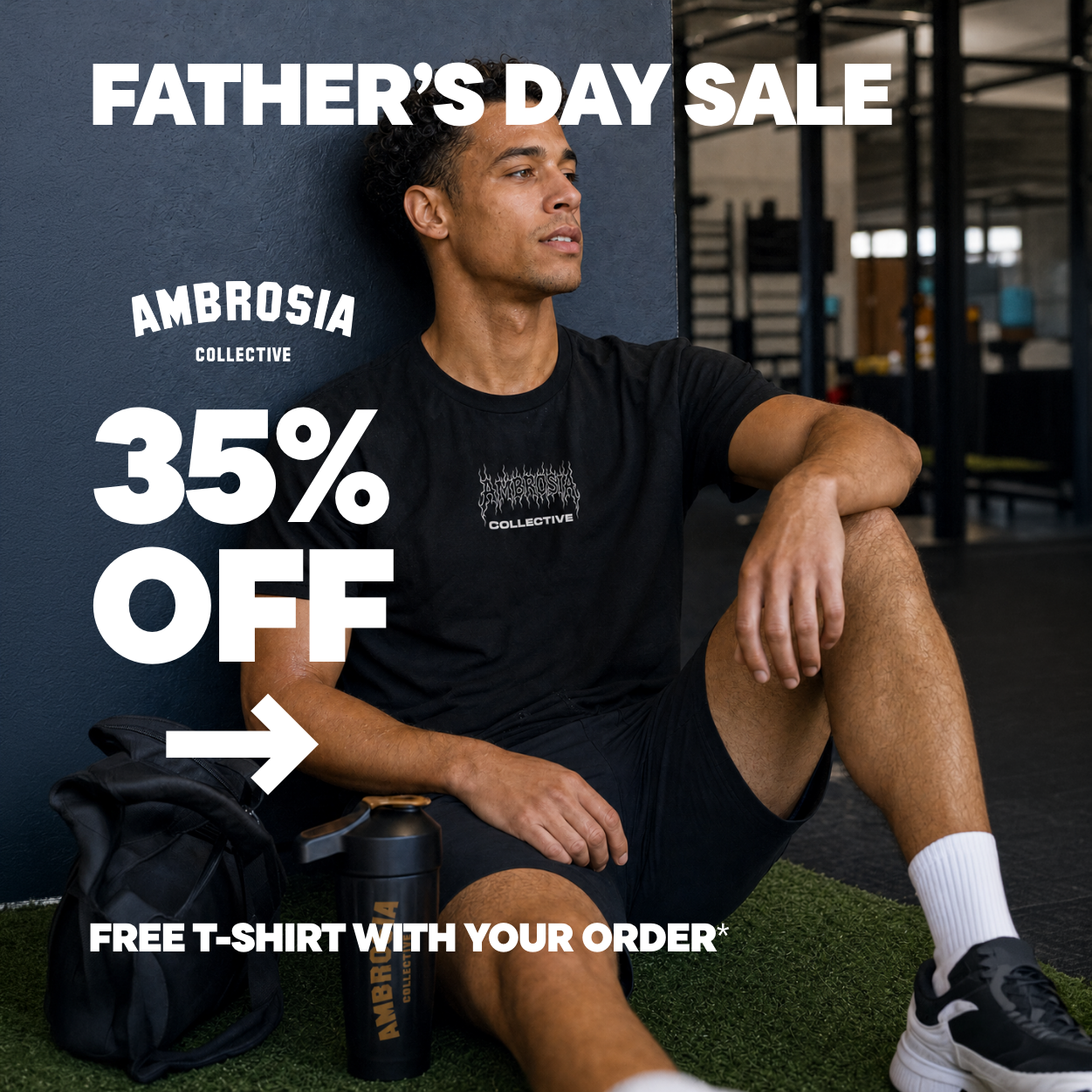 The Ambrosia Collective Facebook ad: Father's Day Sale: Save 35% + Free Premium T-Shirt (Orders…