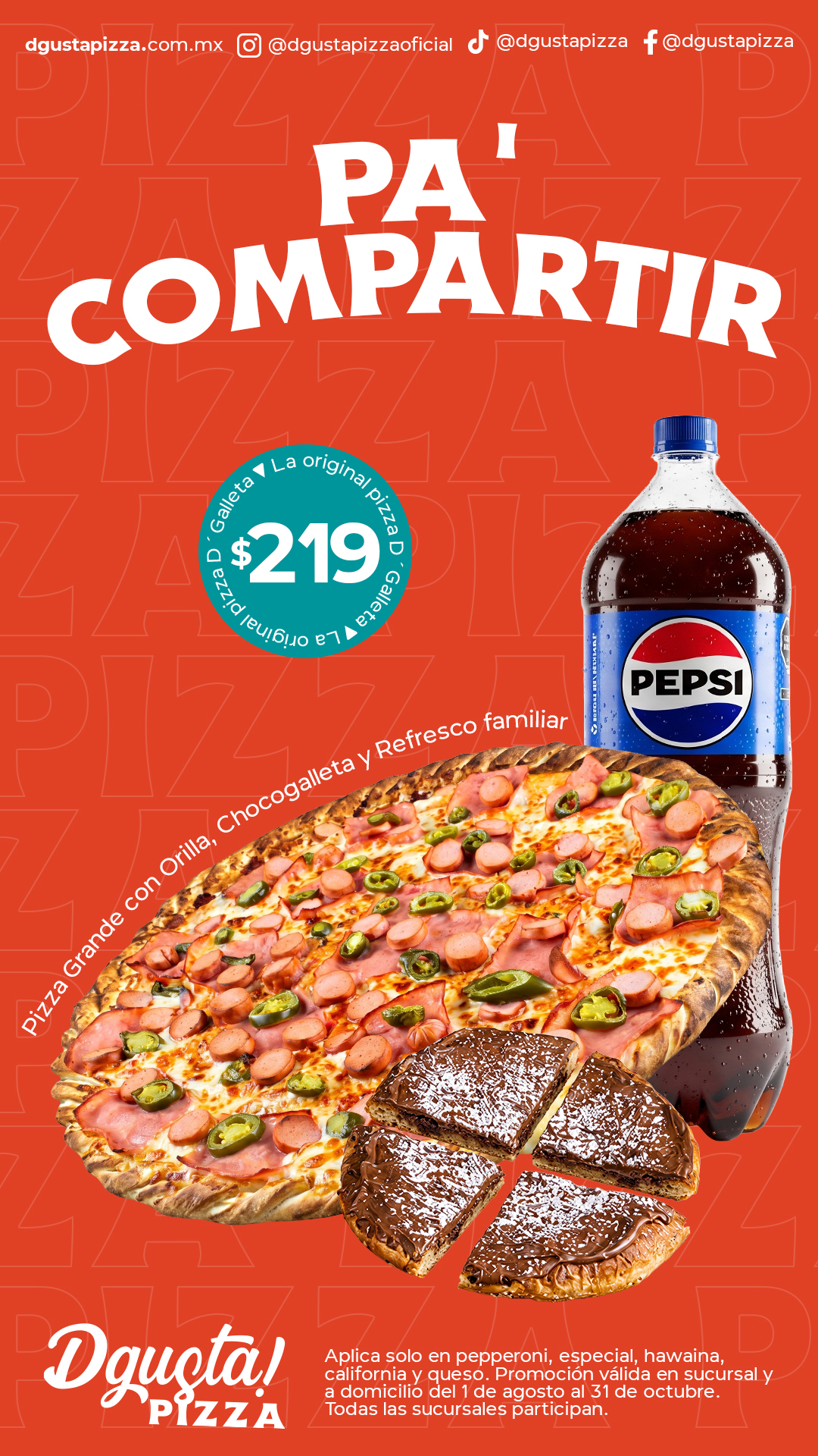 D'Gusta Pizza Facebook ad from Aug 10, 2026