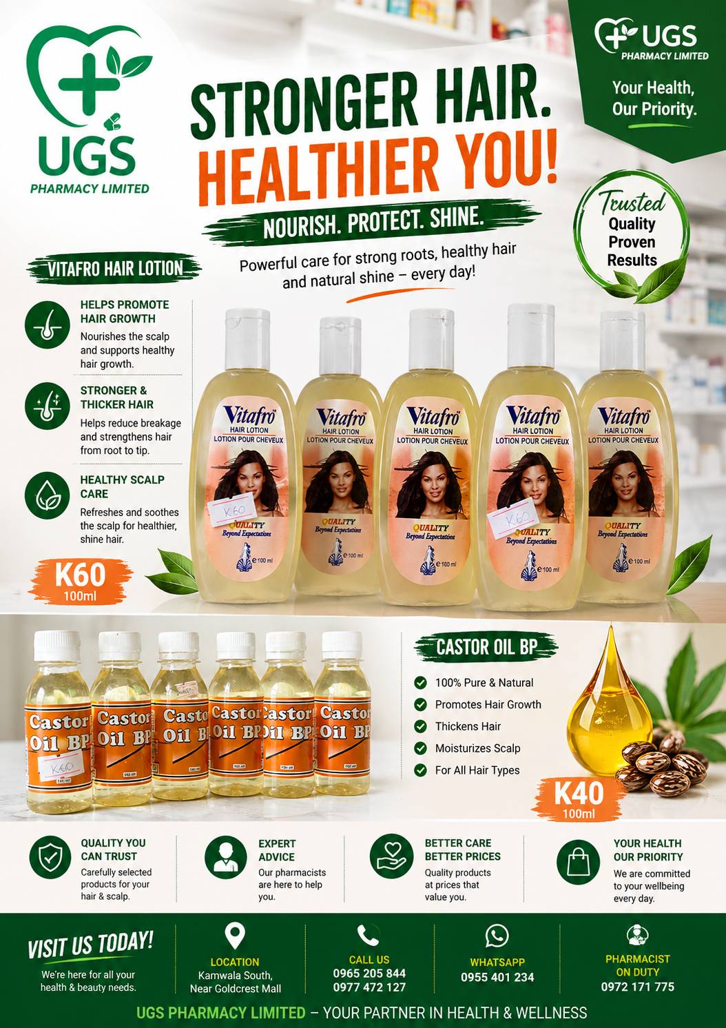 UGS Pharmacy Limited Facebook ad: STRONGER HAIR. HEALTHIER YOU!