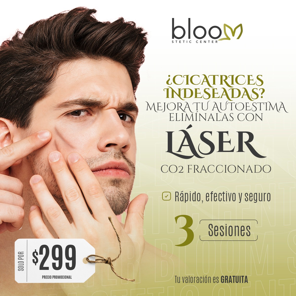 BLOOM UIO Facebook ad: ¿CICATRICES INDESEADAS? ELIMÍNALAS Y MEJORA TU AUTOESTIMA