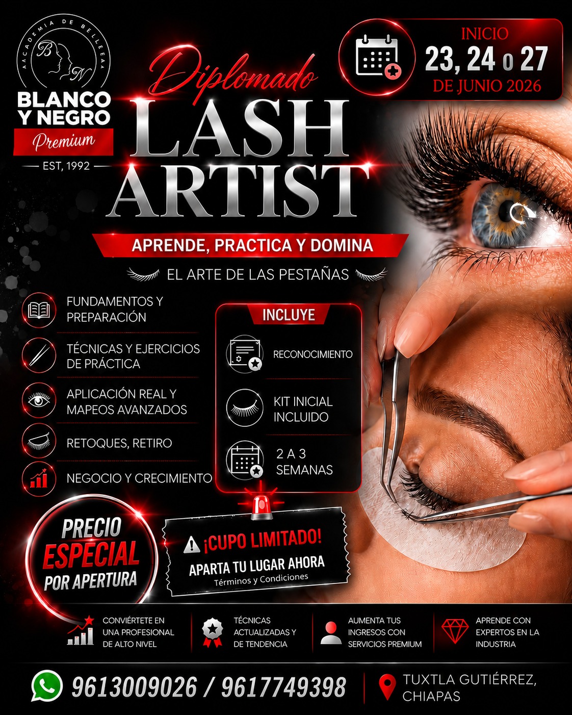 Academia De Belleza " Blanco y negro" Facebook ad