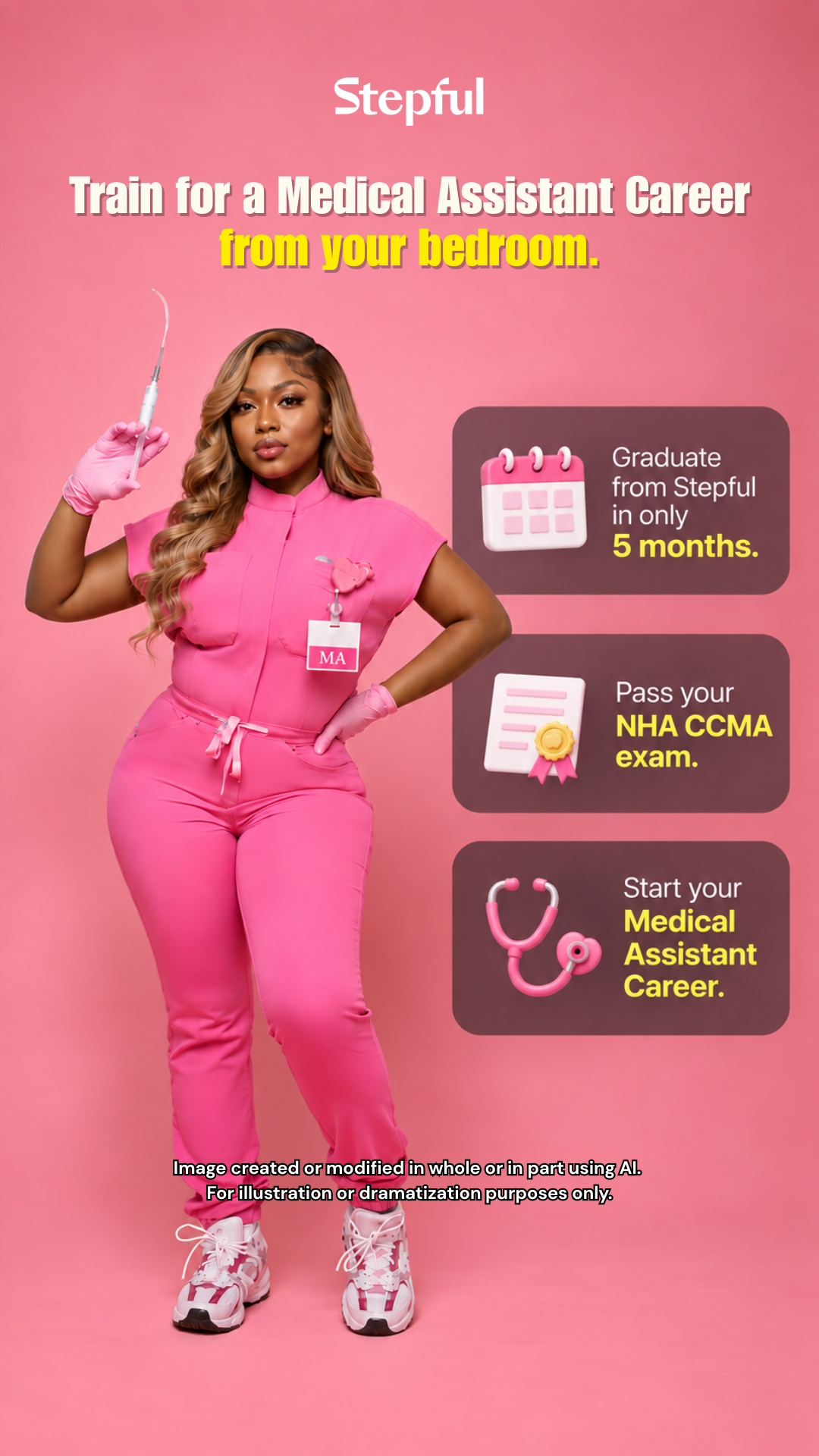 Stepful Facebook ad: Become a Medical Assistant Around Your Life