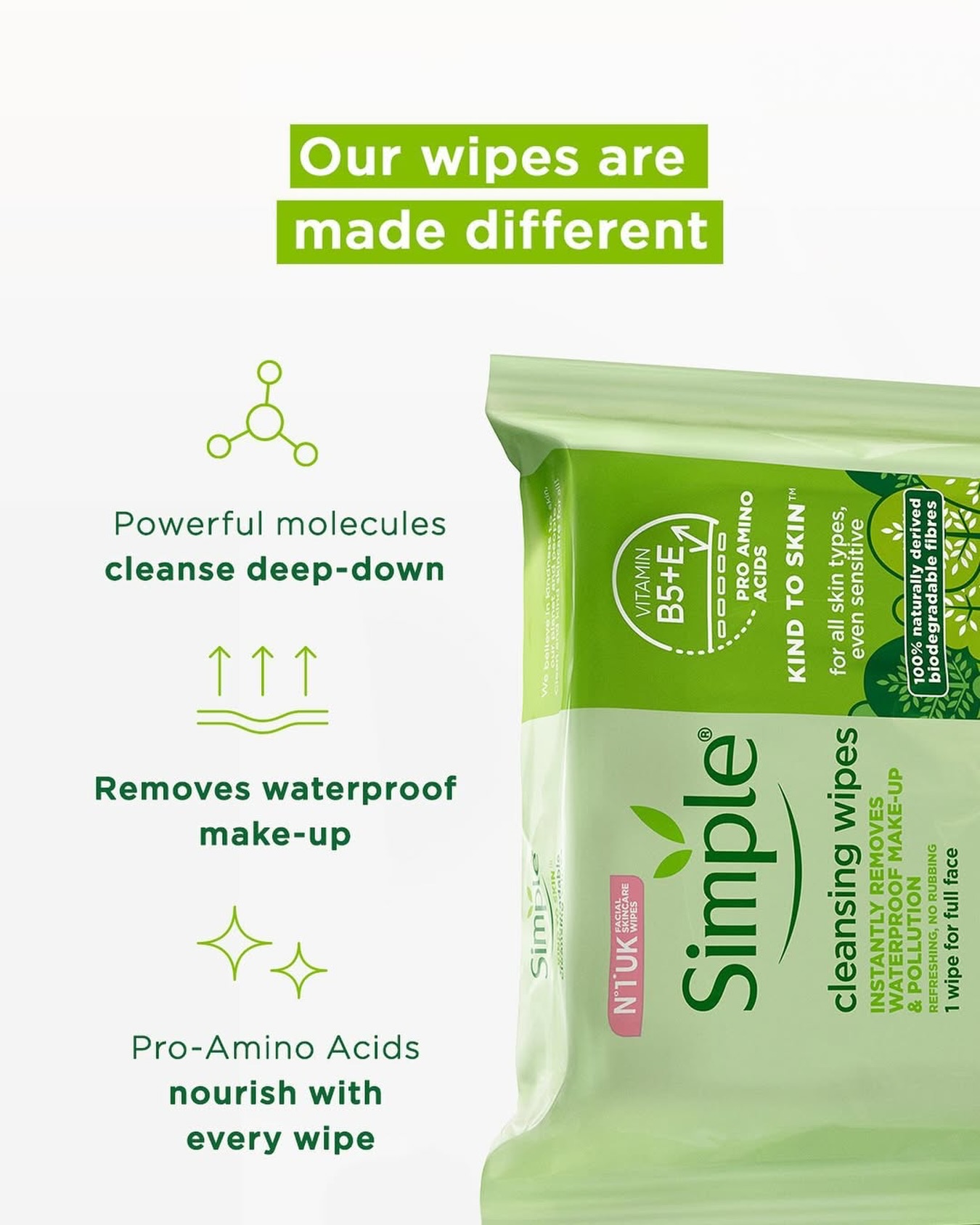 Simple Skincare Facebook ad: Simple Kind to Skin Biodegradable Cleansing Wipes 50 PC…
