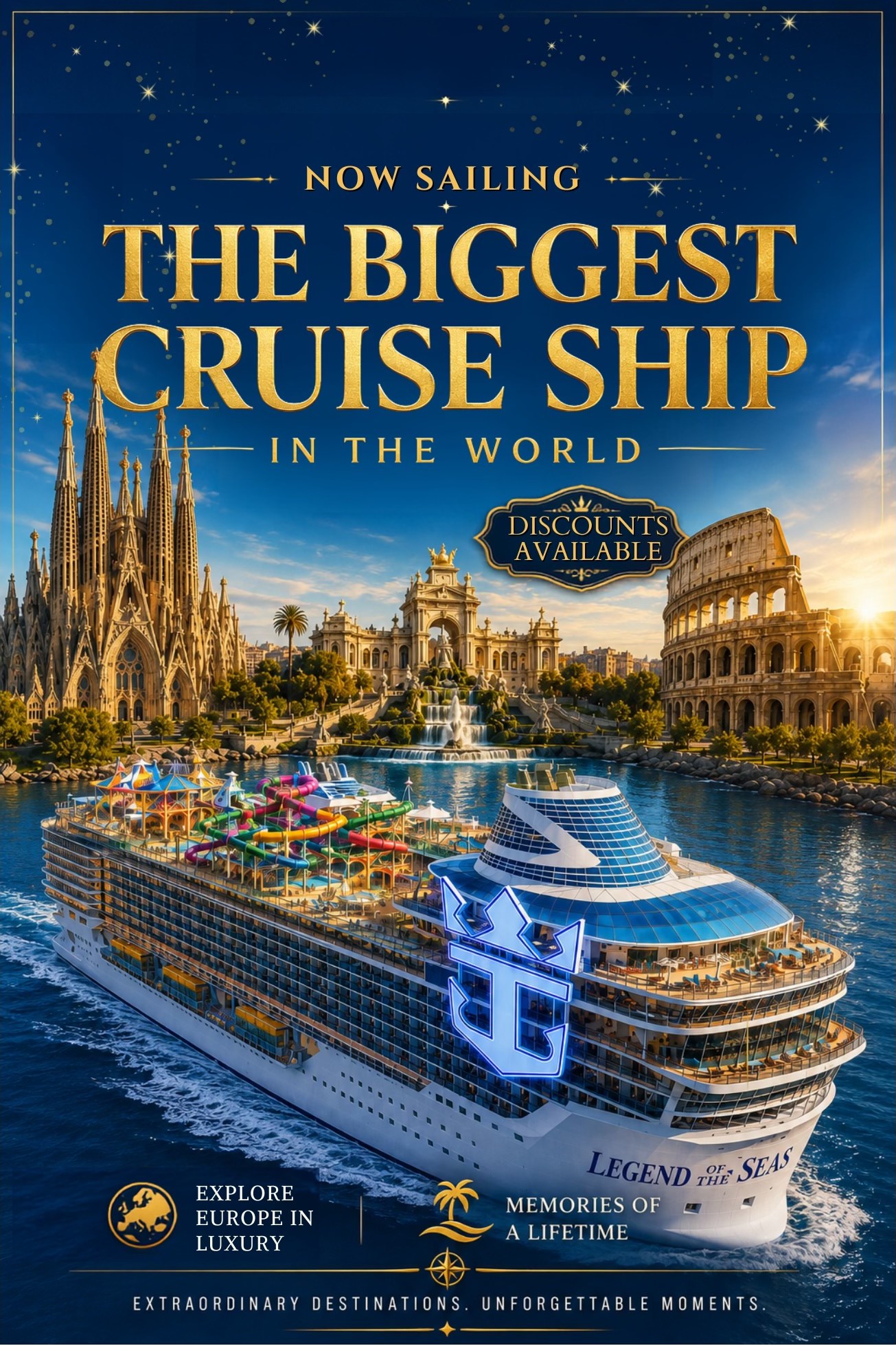 Captain Travel Facebook ad: Explore Europe in the most luxurious way!