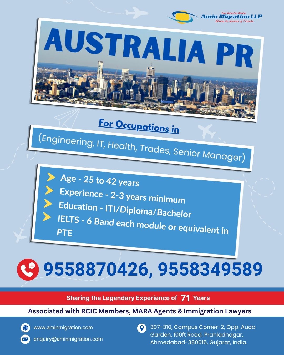 Amin Migration Facebook ad: Work & Live in Australia, PR Open!