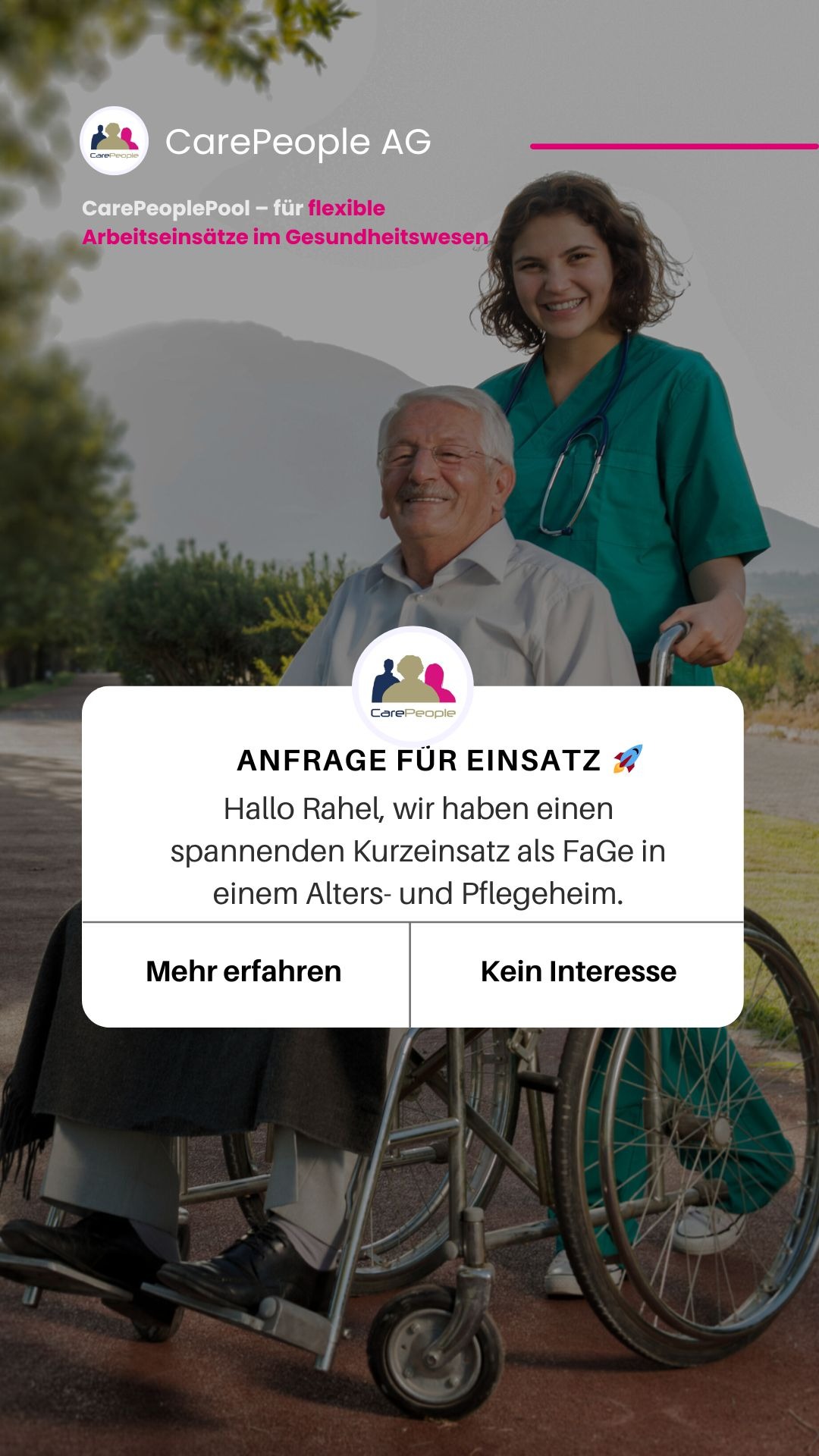 CarePeople AG Facebook ad from Apr 8, 2024