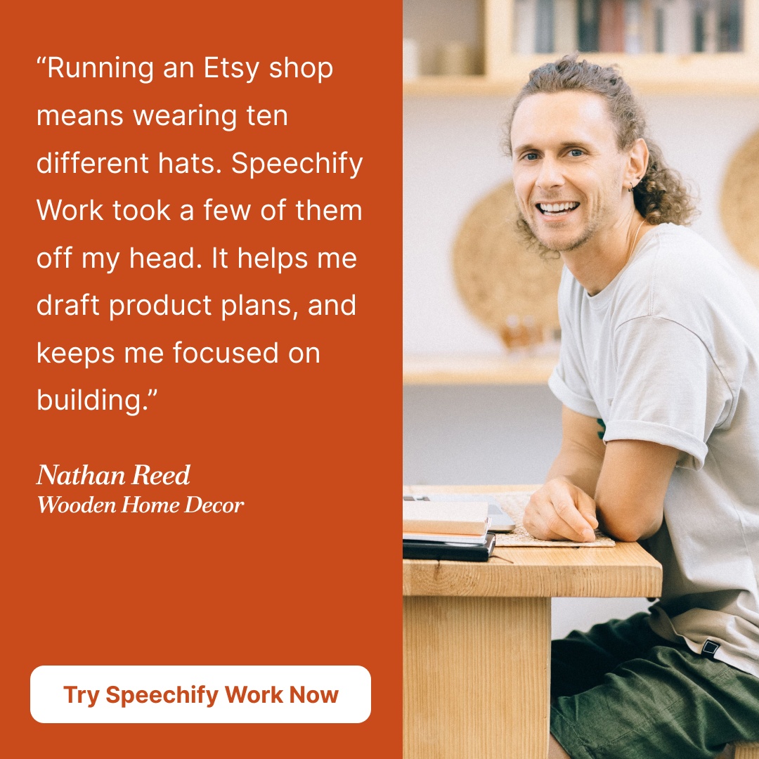 Speechify Work Facebook ad
