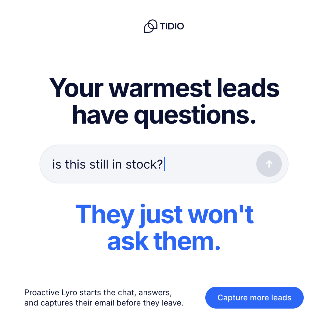 Tidio Facebook ad: More Leads From Your Existing Traffic