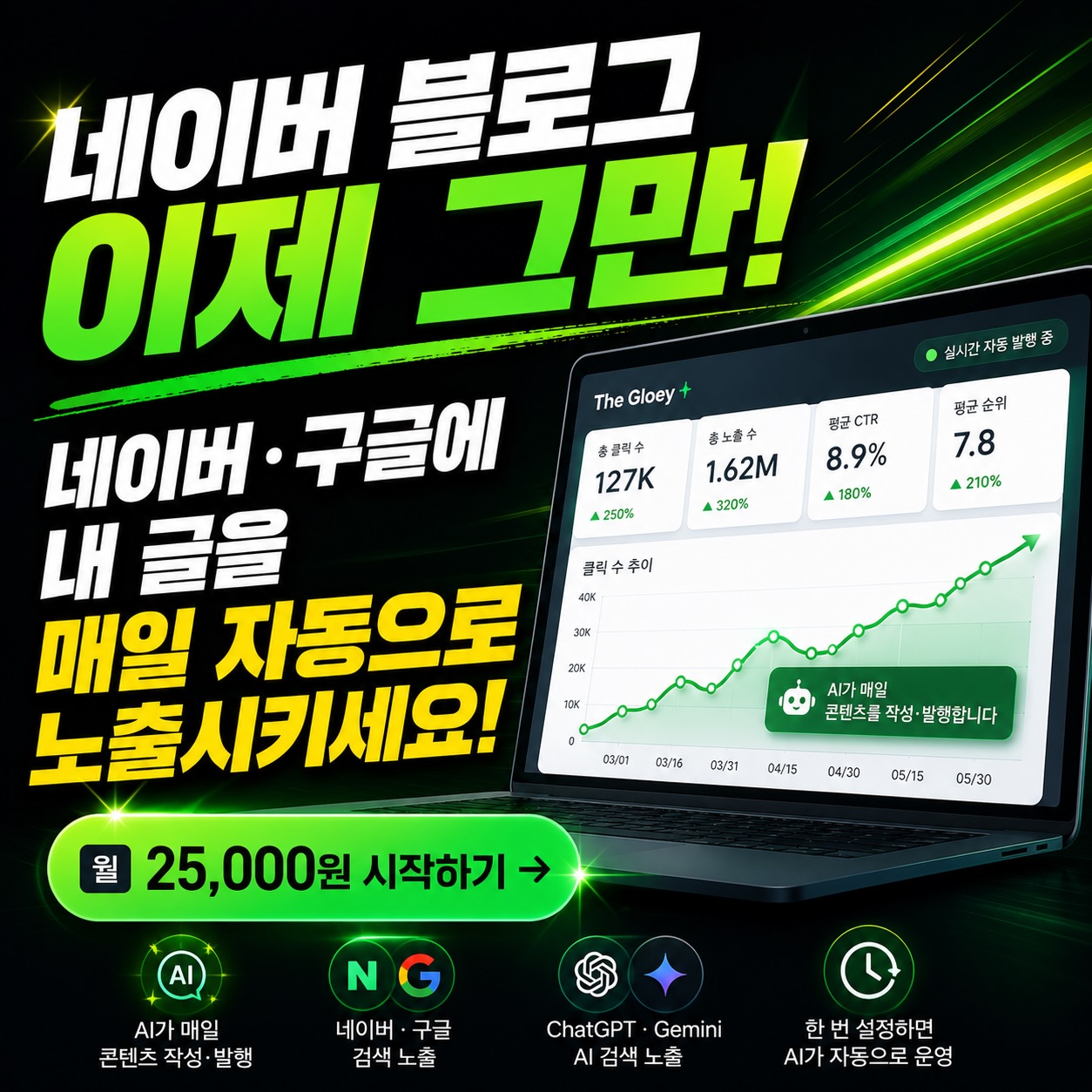 The Gloey Facebook ad: 네이버 블로그 이제 그만!