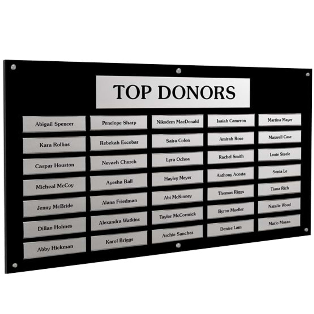 PlaqueMaker.com Facebook ad: Get $100 Off Top Donor Perpetual Plaques!