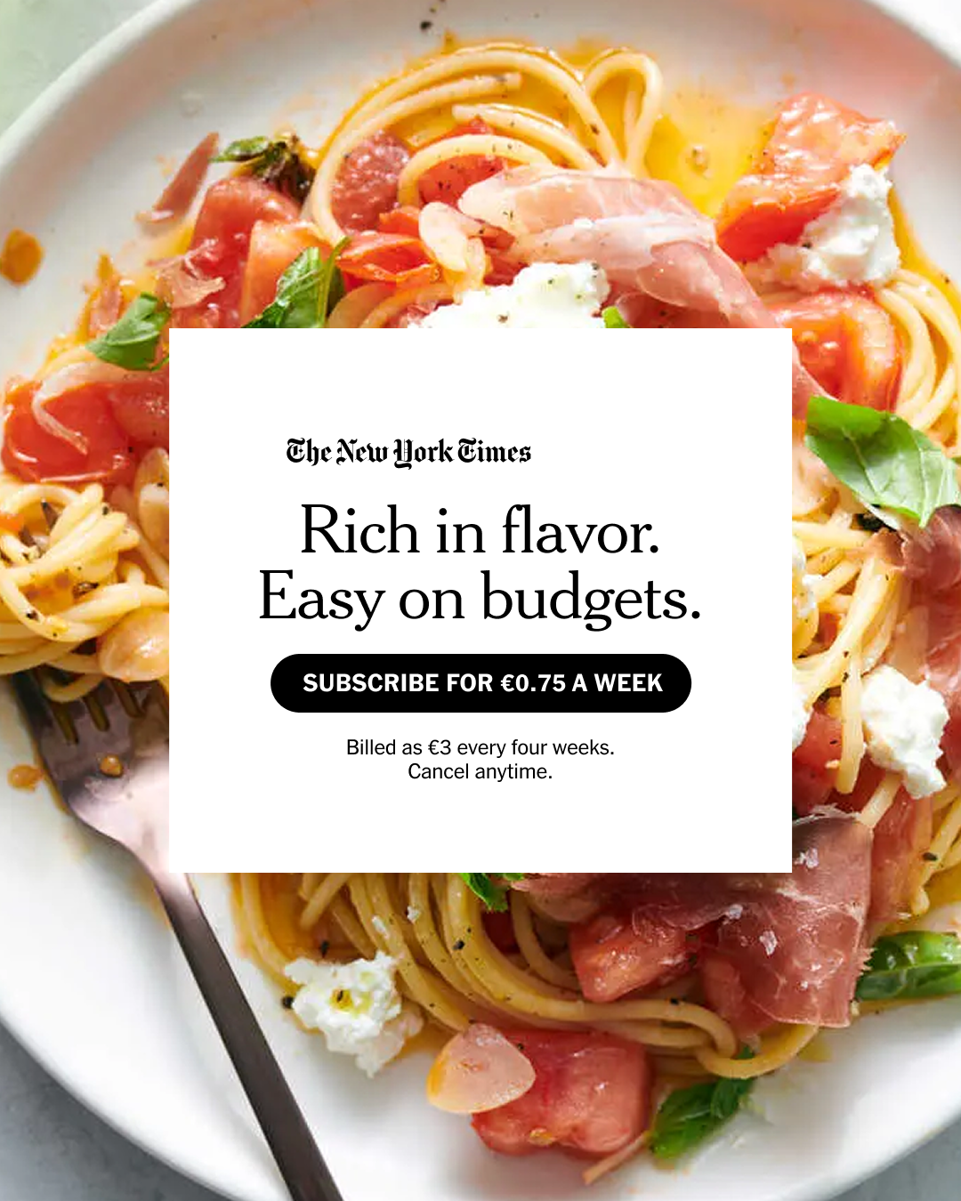 NYT Cooking Facebook ad