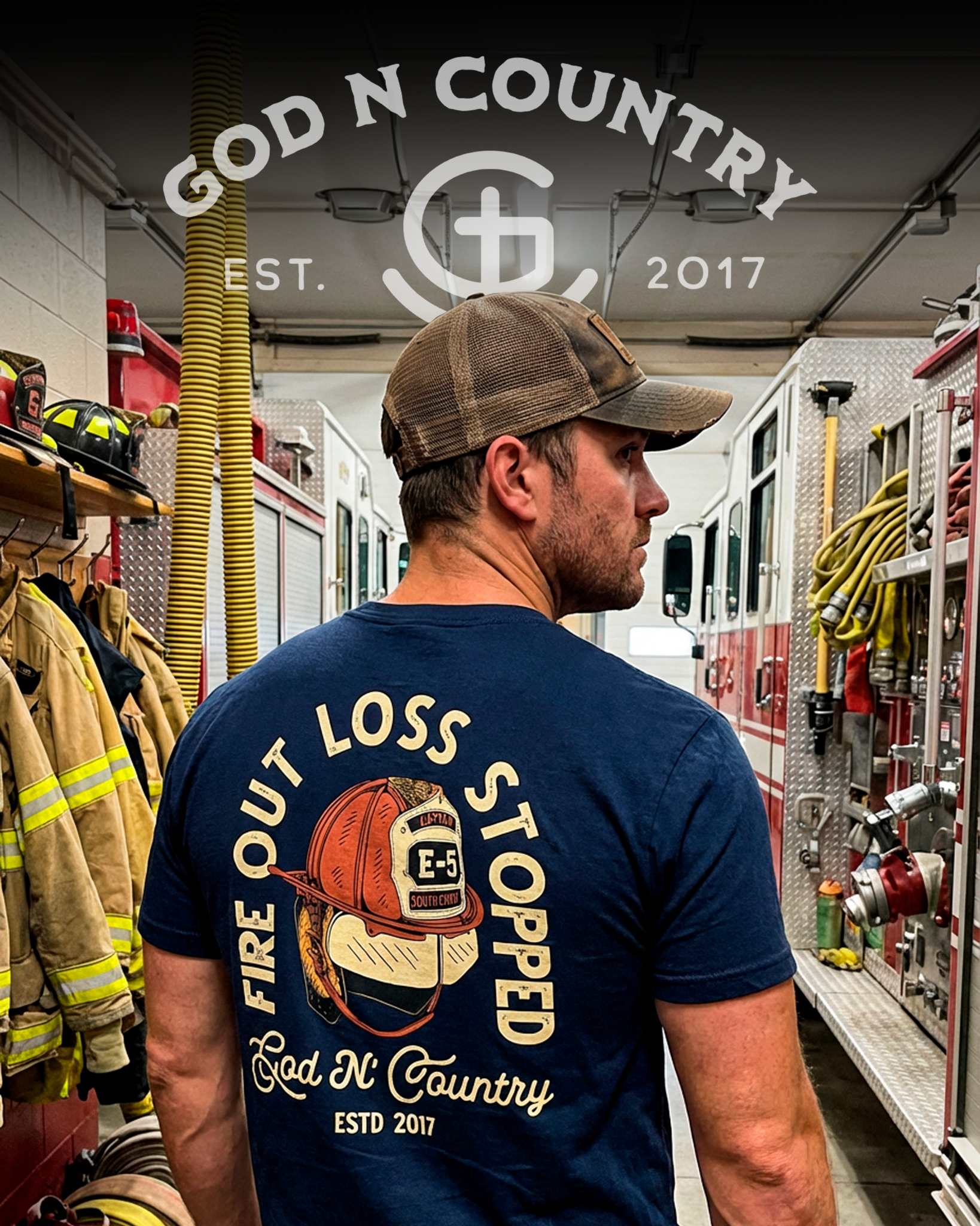 God n Country Facebook ad: FIRE OUT LOSS STOPPED COLLECTION