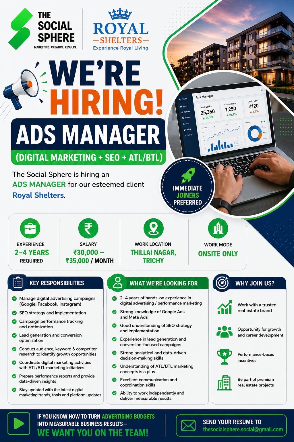 The Social Sphere Facebook ad: Hiring ADS MANAGER